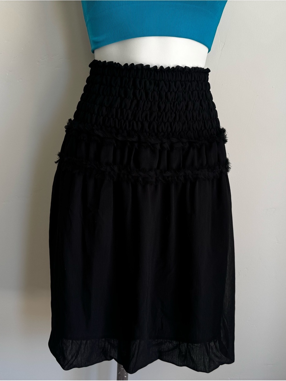 Vintage Mossimo Supply Co. Black Smocked Waist Midi Skirt